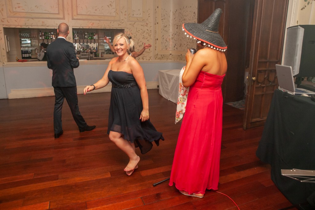 Guests on the dancefloor at Shropshire wedding venue, Rowton Castle.