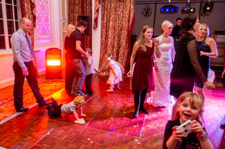 Damcefloor action during the evening wedding reception at the Old Ship Hotel in Brighton, East Sussex.