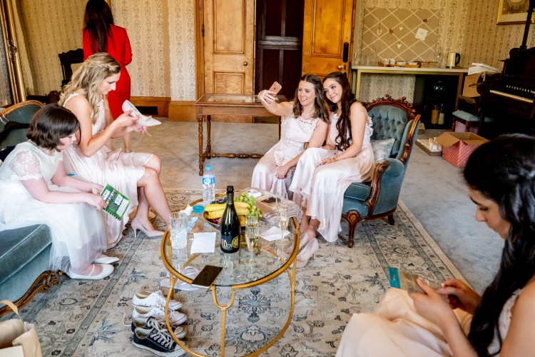 THe bridal preparations ahead of a wedding at Grittleton House in Wiltshire.