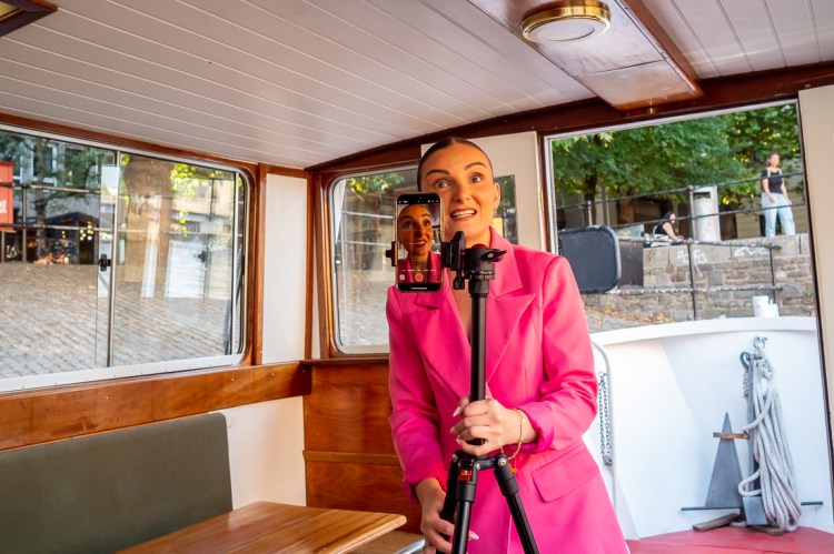 The wedding singer on a Bristol Packet boat, during a Bristol wedding day.