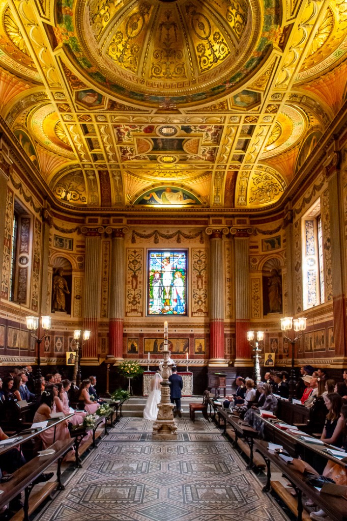 The ceremony at a wedding at Worcester College in Oxford.